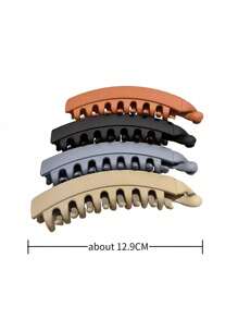 4 件女士多色大号磨砂香蕉扭发夹后脑勺高端无痕竖夹高马尾发夹发饰适合日常休闲使用，发夹，发夹爪夹