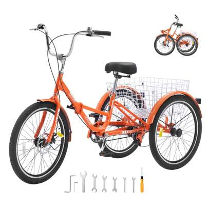 Folding Adult Tricycle, 20-Inch Adult Folding Trikes, Lightweight Aluminum Alloy 3 Wheel Cruiser Bike With Large Rear Basket, Shopping Picnic Foldable Tricycles For Adults, Women, Men, Seniors