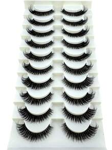 10 pares nuevos de pestañas postizas 6D esponjosas, pestañas postizas suaves y esponjosas, pestañas postizas naturales cortas reutilizables, extensión de pestañas artificiales dramáticas 3D de visón, tiras de pestañas postizas falsas