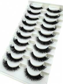 10 pares nuevos de pestañas postizas 6D esponjosas, pestañas postizas suaves y esponjosas, pestañas postizas naturales cortas reutilizables, extensión de pestañas artificiales dramáticas 3D de visón, tiras de pestañas postizas falsas