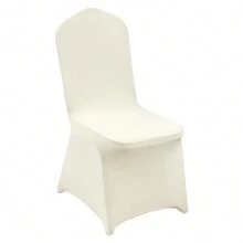 Stretch Spandex Folding Chair Covers, Universal Fitted Chair Cover, Removable Washable Protective Slipcovers, For Wedding, Holiday, Banquet, Party, Celebration, Dining (30PCS Ivory White) - Beige - View 1
