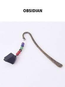 古銅色金屬書籤串珠書籤，手工製作七輪修復水晶生命之樹翠綠寶石和圓珠 - 彩色 - 查看 18