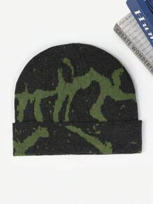 男女通用 Y2K 街头迷彩提花针织帽，春季保暖休闲贝雷帽秋季装 - A - 查看 16