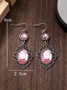 1 对复古风格夸张奢华耳环，优雅时尚耳环，多种颜色，适合作为送给女士或女友的礼物 - 異國風耳鉤耳墜 - 查看 11