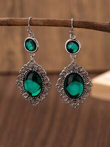 1 对复古风格夸张奢华耳环，优雅时尚耳环，多种颜色，适合作为送给女士或女友的礼物 - 異國風耳鉤耳墜 - 查看 5