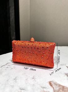 Một chiếc ly hợp trang trí đính đá nóng hai mặt lấp lánh màu cam, dây đeo chéo bằng kim loại, túi buổi tối cổ điển, thanh lịch, thời trang, thích hợp cho các bữa tối trang trọng, tiệc tùng, đám cưới, tiệc, lễ hội và quý cô. Món quà dành cho phụ nữ - trái cam - Xem 3