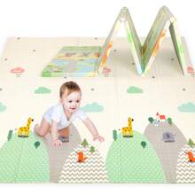 Baby Play Mat, Foldable Soft Foam Playmat, Extra Large Thick Crawling, Playing And Yoga Mat, Portable Waterproof Double-Sided Pattern Floor Mat For Newborn, Babies Toddlers, 200 * 180 * 1 Cm - Green - View 2