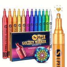 1 pièce de marqueurs de peinture acrylique vibrants - stylos pailletés métalliques pour l'artisanat créatif sur diverses surfaces - parfait pour les scrapbooks, la peinture sur roches, la céramique, le verre, le bois, les tissus, la canevas, les tasses et les artisanats de Noël pour la rentrée scolaire