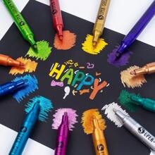 1 pièce de marqueurs de peinture acrylique vibrants - stylos pailletés métalliques pour l'artisanat créatif sur diverses surfaces - parfait pour les scrapbooks, la peinture sur roches, la céramique, le verre, le bois, les tissus, la canevas, les tasses et les artisanats de Noël pour la rentrée scolaire