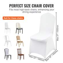 30Pcs Stretch Spandex Folding Chair Covers, White Universal Fitted Chair Cover, Removable Washable Protective Slipcovers, For Wedding, Holiday, Banquet, Party, Celebration, Dining