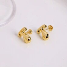 1對氣泡A-Z 26個字母耳針，金銀色女士耳飾，18K鍍金 - 字母 - 查看 29