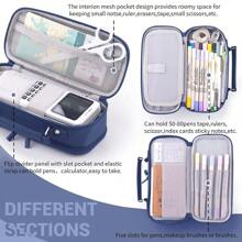 1 pieza Estuche grande de lápices, Bolsa para lápices con cremallera portátil, Bolsa de almacenamiento de papelería simple, Apta para estudiantes, útiles escolares, de vuelta a la escuela, suministros escolares, estuche para lápices, mochila escolar