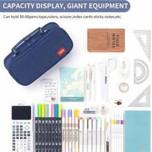 1 pieza Estuche grande de lápices, Bolsa para lápices con cremallera portátil, Bolsa de almacenamiento de papelería simple, Apta para estudiantes, útiles escolares, de vuelta a la escuela, suministros escolares, estuche para lápices, mochila escolar