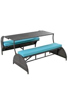 Outdoor Loveseat And Convertible To Four Seats And A Table,Suitable For Gardens And Lawns