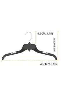 10 Pack Clothes Hangers Non-Slip Notched Space-Saving Plastic Clothing Hangers - Black - View 2