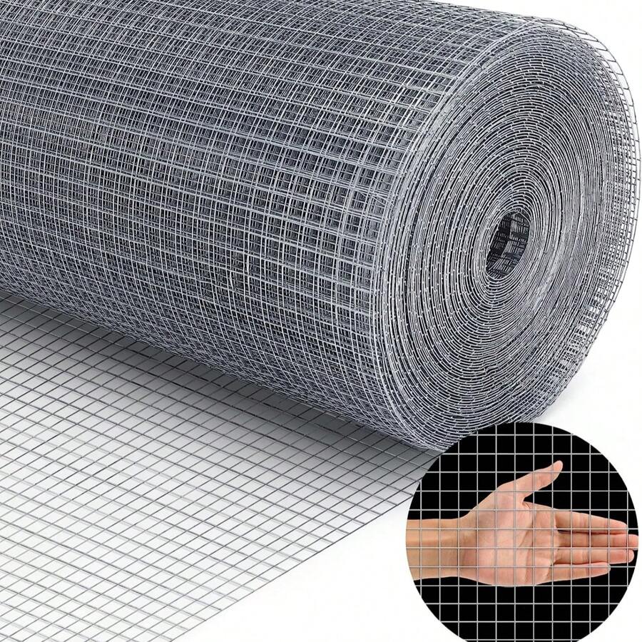 1pc Hot-Dip Galvanized Welded Chicken Wire Fence Mesh, 1/2 Inch Hardware Cloth, Raised Garden Bed Support Wire Mesh Roll, Zinc-Coated Fence Mesh For Garden Protection, Poultry Netting, Garden Fencing, Chicken Wire Fence, Floral Net - Silver - View 1