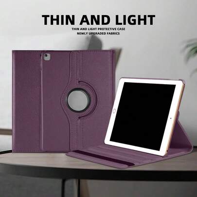 1 个 360° 可旋转荔枝浮雕紫色平板电脑支架，适用于 iPad Mini 1/2/3/4/5/6/7、iPad 9.7/10.2/10.5/10.9/11 英寸、iPad Air 11 英寸（M2&M3）、iPad 11 英寸（第 11 代），极简/休闲/经典/个性化设计