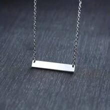 定制個性化酒吧名稱項鍊 用不鏽鋼雕刻坐標項鍊為女人打造的珠寶禮物 - 銀色 - 查看 3