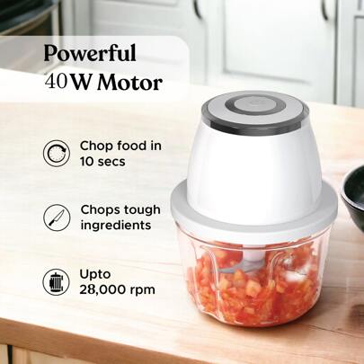 Feizsmile 304不銹鋼強力便攜式電動食品切碎機和料理機 - 塑料350毫升迷你usb無線手持式大蒜切片機,適用於蔬菜和肉類