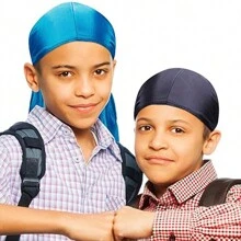 Awegeo 1pc Children's Durag, Silk Smooth & Breathable Fashionable Pirate Hat, Unisex Kids' Casual & Comfortable Headwrap - 1PC - View 6