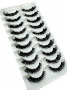 10 pares nuevos de pestañas postizas 6D esponjosas, pestañas postizas suaves y esponjosas, pestañas postizas naturales cortas reutilizables, extensión de pestañas artificiales dramáticas 3D de visón, tiras de pestañas postizas falsas