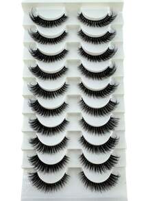 10 pares nuevos de pestañas postizas 6D esponjosas, pestañas postizas suaves y esponjosas, pestañas postizas naturales cortas reutilizables, extensión de pestañas artificiales dramáticas 3D de visón, tiras de pestañas postizas falsas