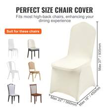 Stretch Spandex Folding Chair Covers, Universal Fitted Chair Cover, Removable Washable Protective Slipcovers, For Wedding, Holiday, Banquet, Party, Celebration, Dining (30PCS Ivory White) - Beige - View 3