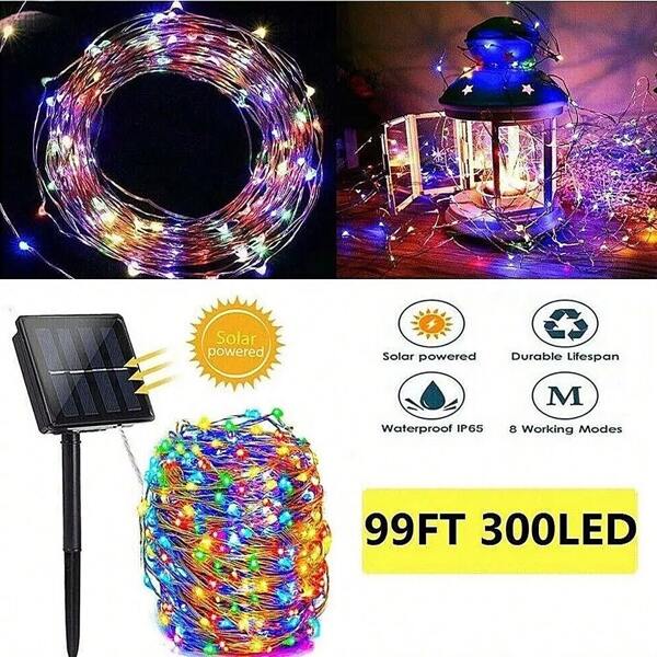 STONESKY 300 LED Solar Fairy String Lights Outdoor Copper Wire Light Christmas Decor Lamp