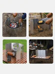 1 pezzo Paravento per fornello da campeggio all'aperto , fibbia pieghevole in lega di alluminio ultraleggera con sacchetto da conservare, paravento per fornelli portatile per fornello da campeggio e fornello a gas Butane , paravento per testa di fornello da esterno - Forniture da campeggio