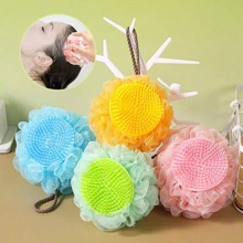 1 件装双面沐浴按摩刷和沐浴球合二为一，柔软温和地抚平皮肤，用于按摩和去除身体死皮 - 彩色 - 查看 2