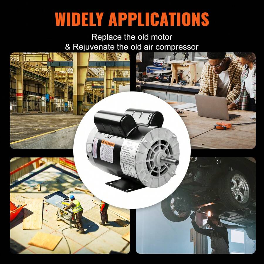 VEVOR VEVOR 5HP SPL Air Compressor Motor 230V 15 Amps Electric Motor