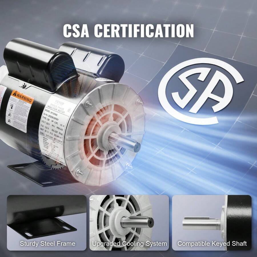 VEVOR VEVOR 5HP SPL Air Compressor Motor 230V 15 Amps Electric Motor