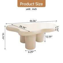 Guyii 雲朵咖啡桌，現代白色客廳咖啡桌，可愛的不規則形狀室內茶几，帶有3條腿，易安裝