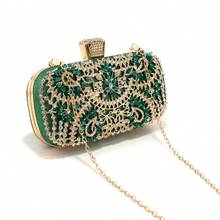 派對手提袋，金屬手柄鑲鑽晚禮服手拿包女士婚禮金色手拿包鏈條肩背小包