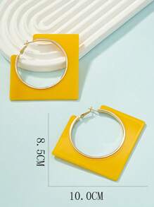 1pair Geometric Square Polyresin Earrings - Yellow - View 2
