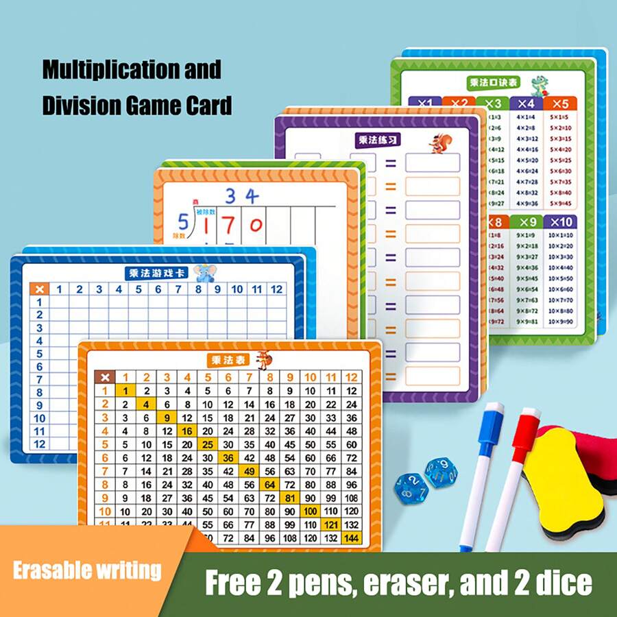 Writable And Erasable Multiplication Charts And Division Tables, Fun ...