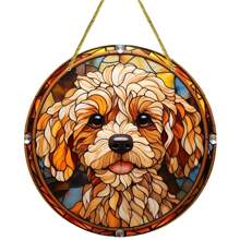 1pc, Cute And Colorful Dog Stained Window Hanging, Loyal Companion, Dog Lover Sign Gift For Mom, Family, Lover, Friends, Funny Acrylic Round Wreath Sign For Garden, Yard, Home, Door Welcome, Outdoor General Color Decorative Art, Sun Catcher, Window Decor For Dog Lovers, Car Interior Decoration, Car Rearview Mirror Hanging Decoration, Multiple Dogs Decorations To Choose From,Home Decor ,Room Decor,Wall Decor Gifts Birthday Graduation