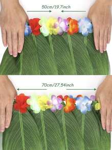 7 paquetes Accesorio de disfraz de falda de hula con hojas y flores hawaianas para fiesta de luau hawaiana para niños - Multicolor - Ver 6