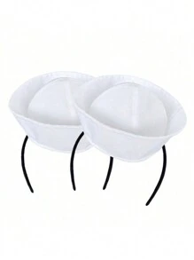 1pc Mini White Sailor Hat Headband, Funny Festival Party Pet Cap - White - View 1