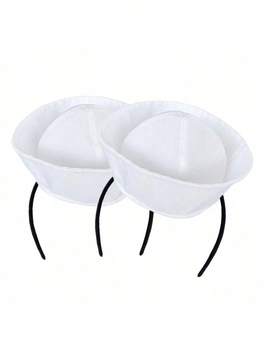 1pc Mini White Sailor Hat Headband, Funny Festival Party Pet Cap - White - View 1