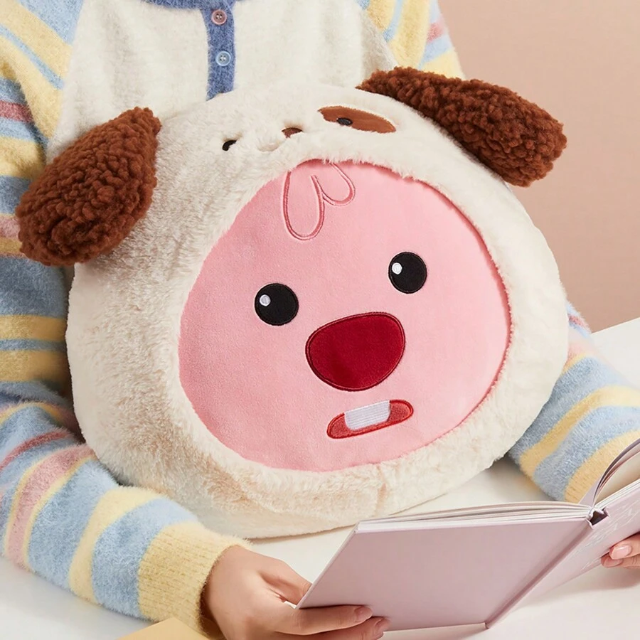 Miniso Zanmang Loopy系列變裝頭型枕頭16寸毛絨枕頭可愛兔子和熊貓填充動物毛絨玩具娃娃 - 均碼 - 查看 1