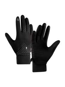 1 双触摸屏保暖手套，柔软舒适，带有保暖内衬，适合冬季跑步、骑自行车和驾驶 - 亲肤面料，非常适合户外活动 - 小閃電 - 查看 5