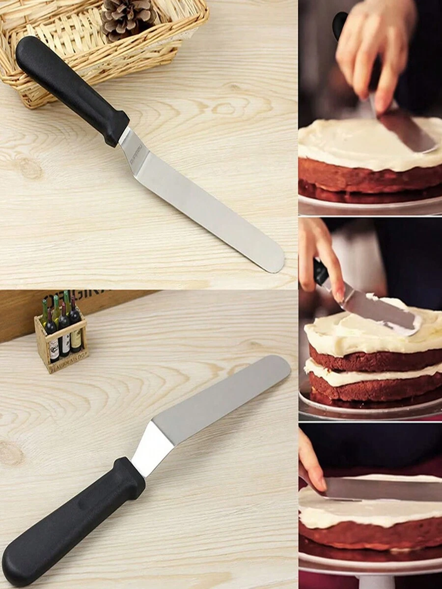 1入組不鏽鋼蛋糕奶油刮刀，配有塑料手柄，適用於蛋糕店的廚房烘焙工具