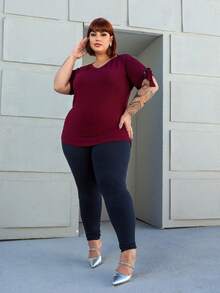 Plus Size Blouses - 紫紅色 - 查看 5