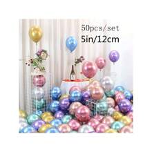50 piezas Globos metalizados de colores surtidos, brillantes y coloridos, para fiesta temática arcoíris, cumpleaños, boda, graduación y decoración de fondo - Multicolor - Ver 2