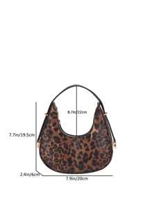 豹紋迷你新月形肩背包，手提包，簡約時尚，女士經典皮質錢包，名人、情侶專用，適用於旅行、工作、派對和週末假期 - 彩色 - 查看 4