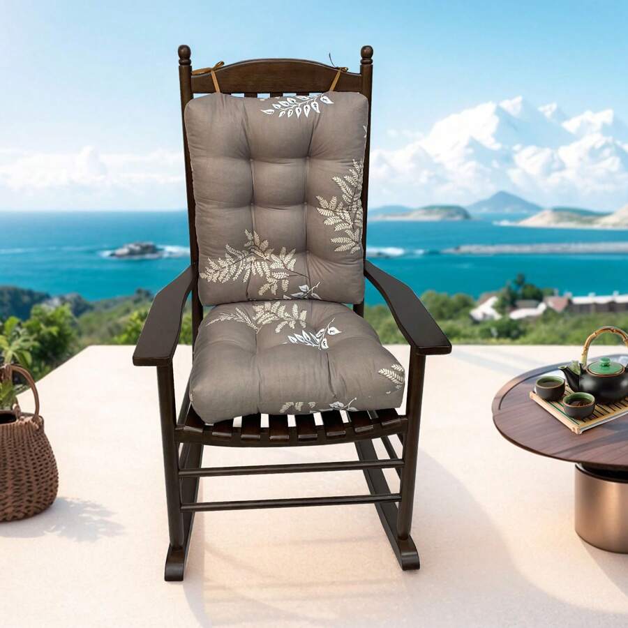 Waterproof Rocking Chair Cushion Set 2PC Cushion Back & Seat Bottom For Rocker 2pack Rocking Chair Cushion Set Pad Upper & Lower Chair Cushions For Home Outdoor - 灰色 - 查看 1