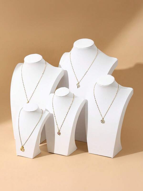 1pc White PU Leather Simple H-Shaped Human Figure Necklace Storage Display Stand, Home Jewelry Organizer For Necklaces And Bracelets, Small Decorative Item For Jewelry Store Showcase Back To School