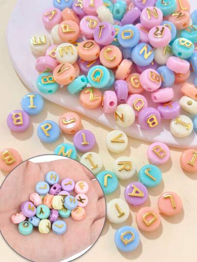 80 piezas de cuentas espaciadoras sueltas acrílicas y coloridas con letras para hacer joyería, manualidad de brazaletes, collares y aretes, regalo para festivales