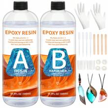 Kit de resina epoxi cristalina transparente de 50ml/100ml/250ml/500ml, resina libre de burbujas, para fundición de sobremesa y barra, resina epoxi transparente para arte y manualidades, regalo de cumpleaños/fiesta/festival - Resina epoxídica - Ver 11